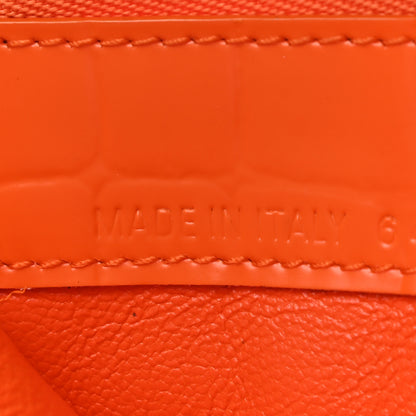 Balenciaga Semi Shiny Calfskin Crocodile Embossed Neo Classic Silver Hardware Long Coin Case Card Holder Orange 7 of 8