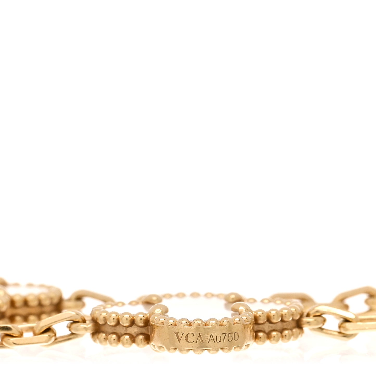 18K Yellow Gold Mother of Pearl 5 Motifs Vintage Alhambra Bracelet