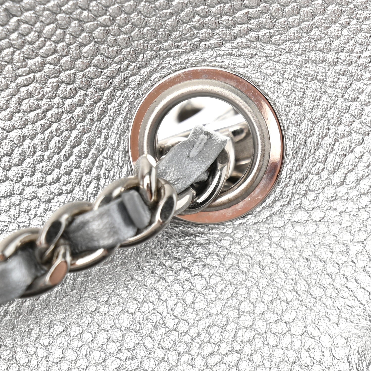 Chanel Metallic Caviar Quilted Medium CC Slide Flap Silver 11 of 11