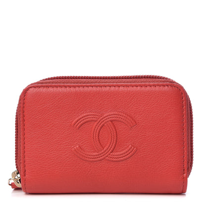 Chanel Calfskin CC Zip Around Coin Purse Light Red 1 of 7