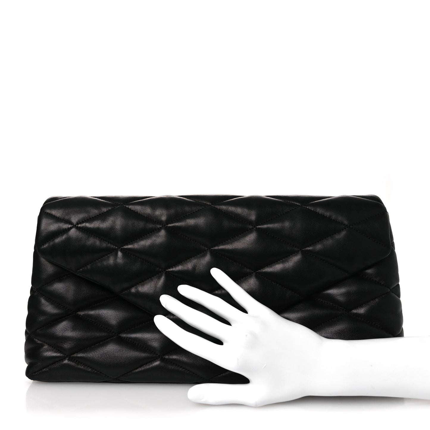 Lambskin Quilted Sade Puffer Envelope Clutch Black