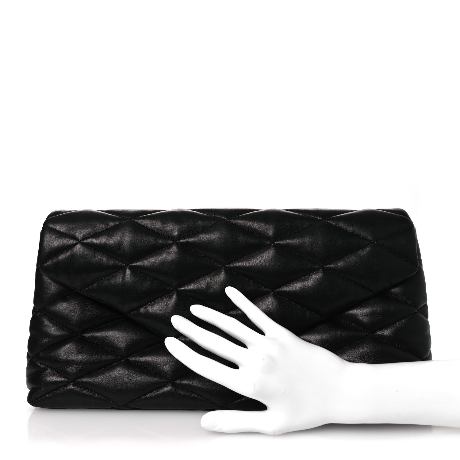Saint Laurent Lambskin Quilted Sade Puffer Envelope Clutch Black 2 of 11