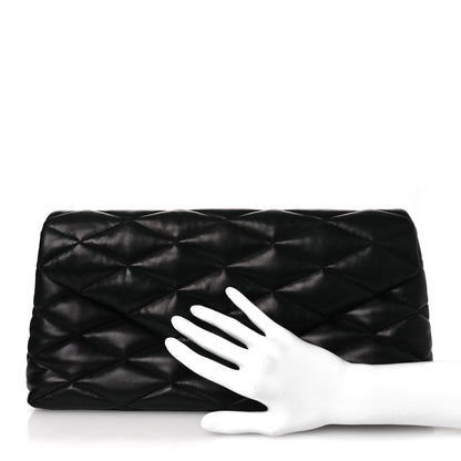 Saint Laurent Lambskin Quilted Sade Puffer Envelope Clutch Black 2 of 11
