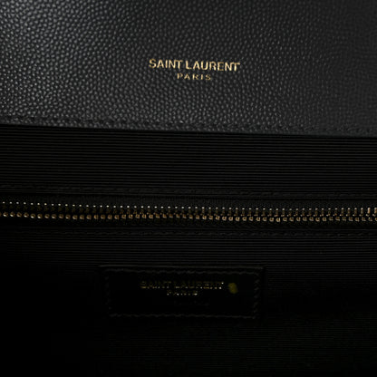 Saint Laurent Grain De Poudre Textured Mixed Matelasse Large Triquilt Monogram Satchel Dark Smog 6 of 9