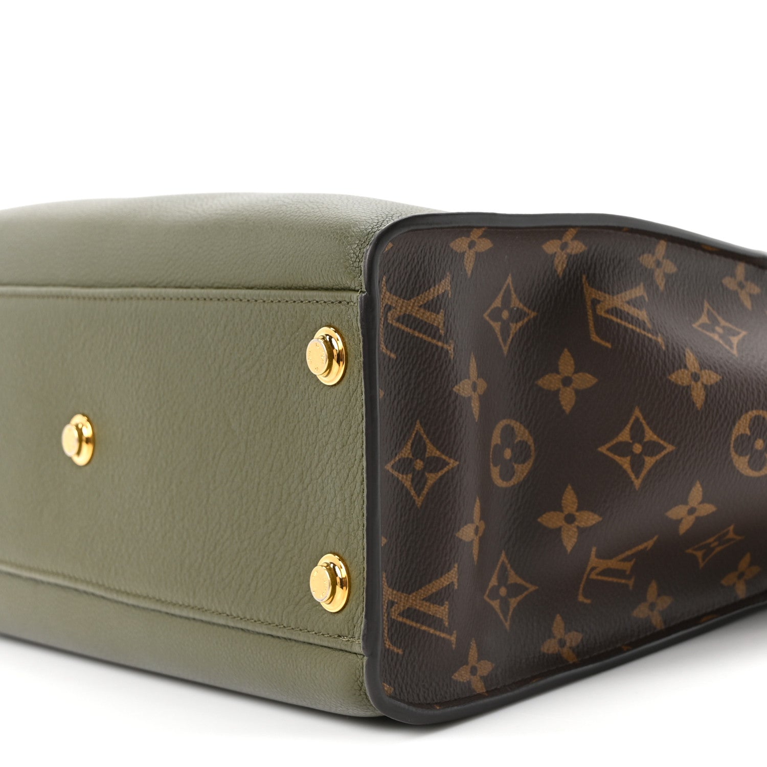 saru3378　美品》LOUIS VUITTON テュイルリートート Louis Vuitton Calfskin Monogram On My Side MM Laurier Green Toffee