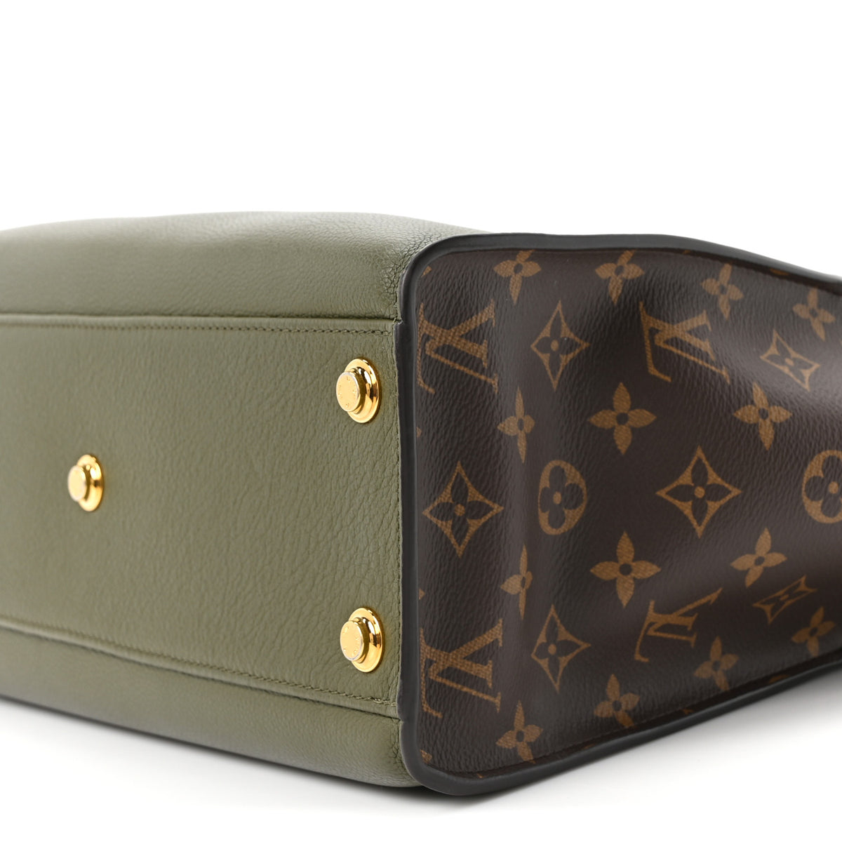 Louis Vuitton Calfskin Monogram On My Side MM Laurier Green Toffee 