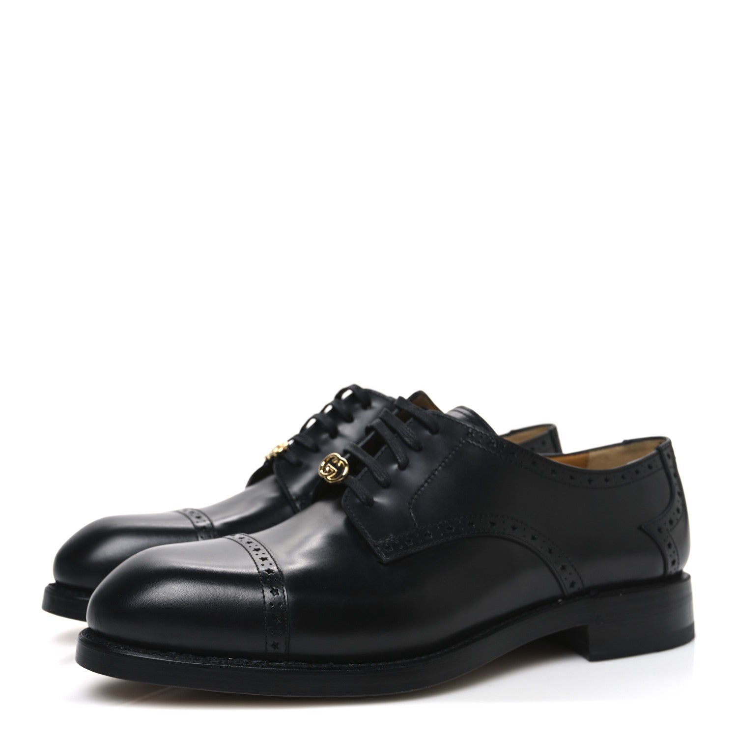 Gucci Calfskin Mens Whipstitch Oxfords 11 Black 4 of 11