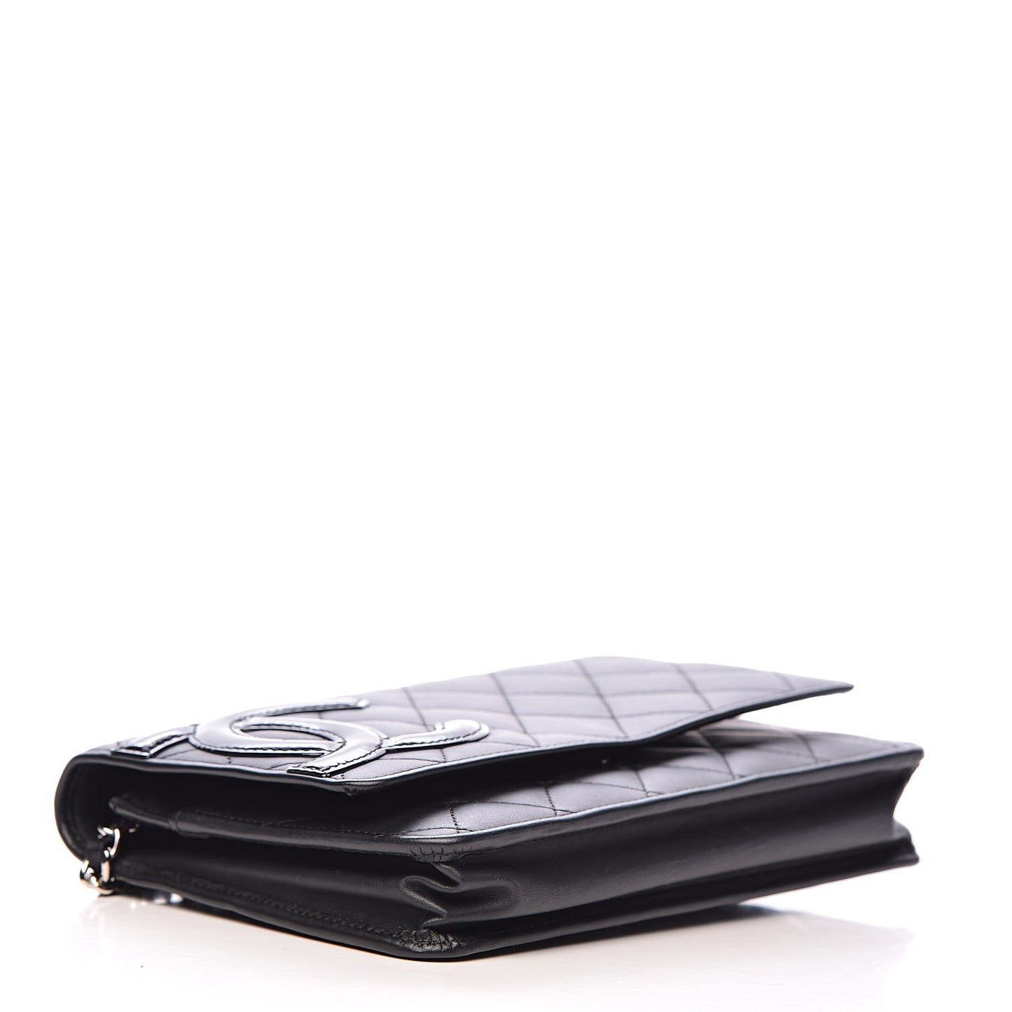 Calfskin Quilted Cambon Wallet On Chain WOC Black
