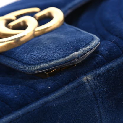 Gucci Velvet Matelasse Small GG Marmont Shoulder Bag Cobalt Blue 16 of 20