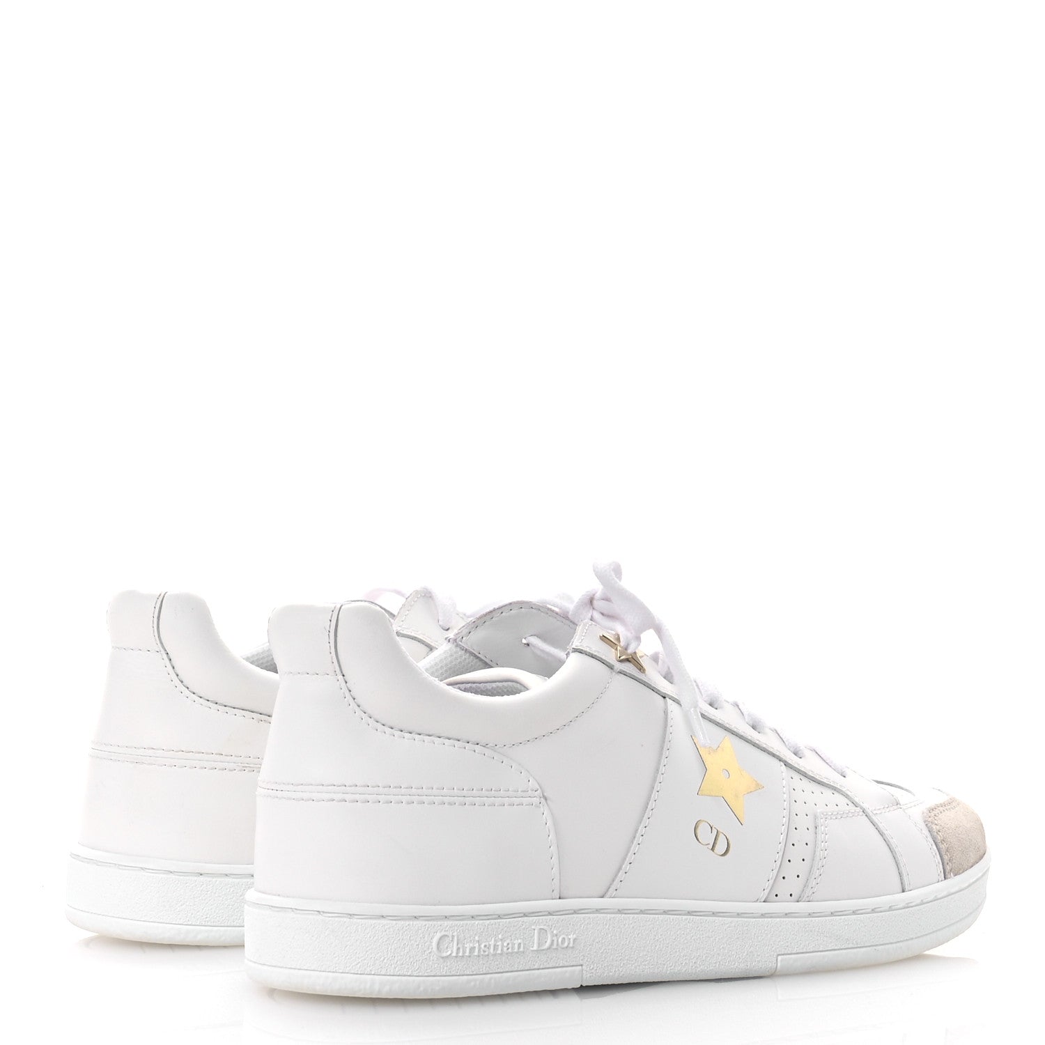 Christian Dior Calfskin Suede Dior Star Low Top Sneakers 37.5 White Gold 5 of 10