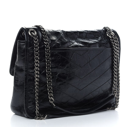 Saint Laurent Crinkled Calfskin Matelasse Monogram Medium Niki Chain Satchel Black 3 of 10