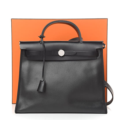 Hermes Toile H Berline Vache Hunter Herbag Zip PM 31 Black Ecru 14 of 14