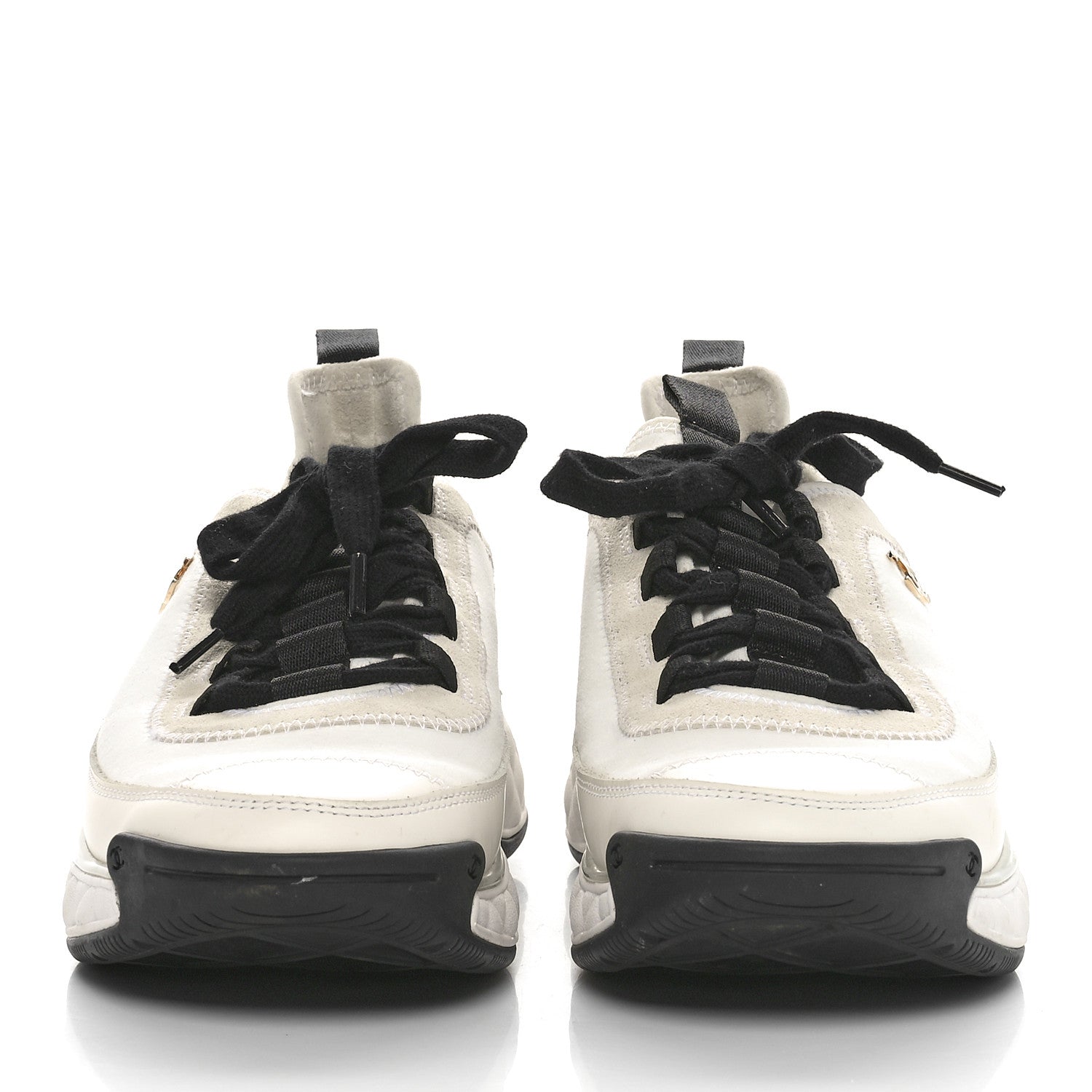 Chanel Velvet Calfskin Mixed Fibers CC Sneakers 39 Ivory Black 2 of 8