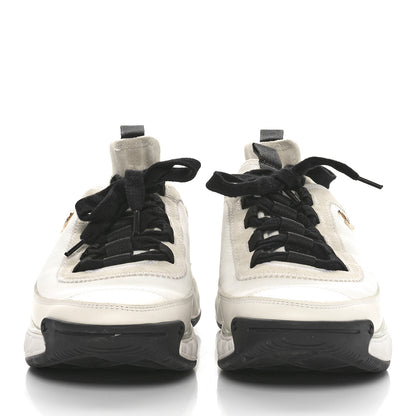 Chanel Velvet Calfskin Mixed Fibers CC Sneakers 39 Ivory Black 2 of 8