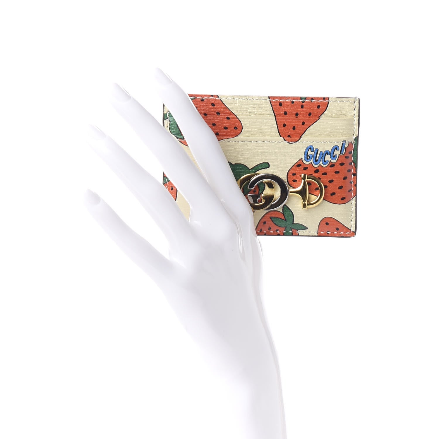 Gucci Calfskin Strawberry Print Zumi Case Case Ivory Red 2 of 6