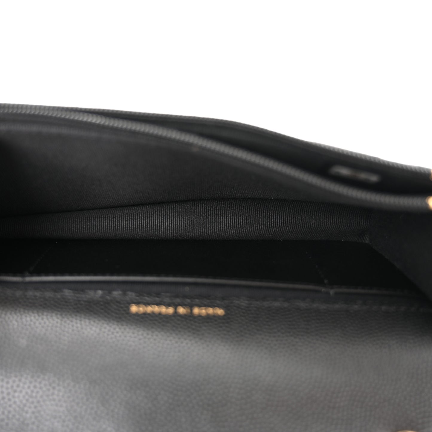 Caviar Quilted Enamel Coco Casino Flap Phone Holder With Chain Black