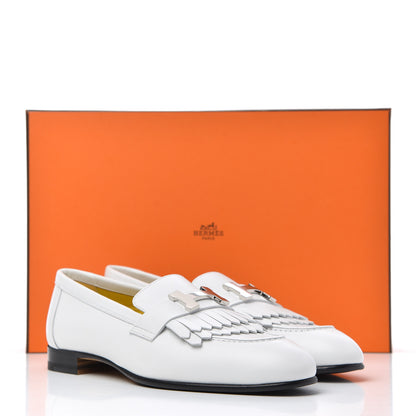 Hermes Calfskin Womens Royal Loafers 36.5 White 14 of 14