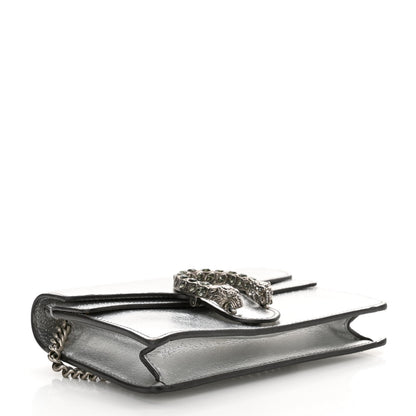 Gucci Metallic Calfskin Crystal Super Mini Dionysus Shoulder Bag Silver 4 of 14