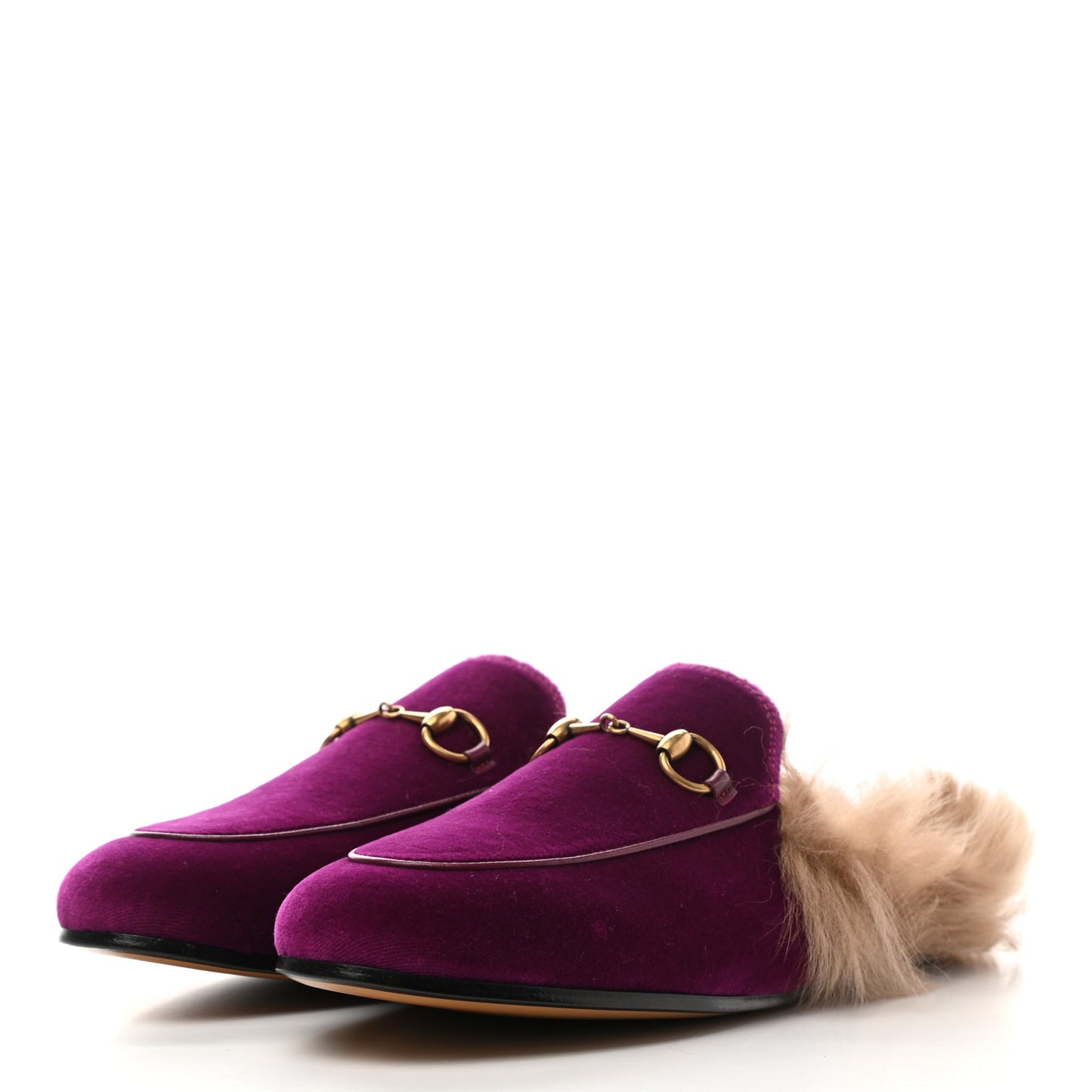Velvet Fur Womens Princetown Slippers 37 Fucsia Violet Cyclamen Natural