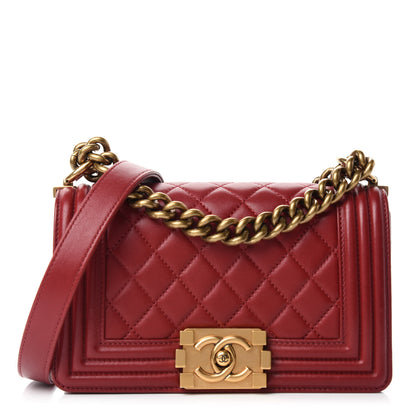 Chanel Lambskin Quilted Small Boy Flap Dark Red 1 of 12