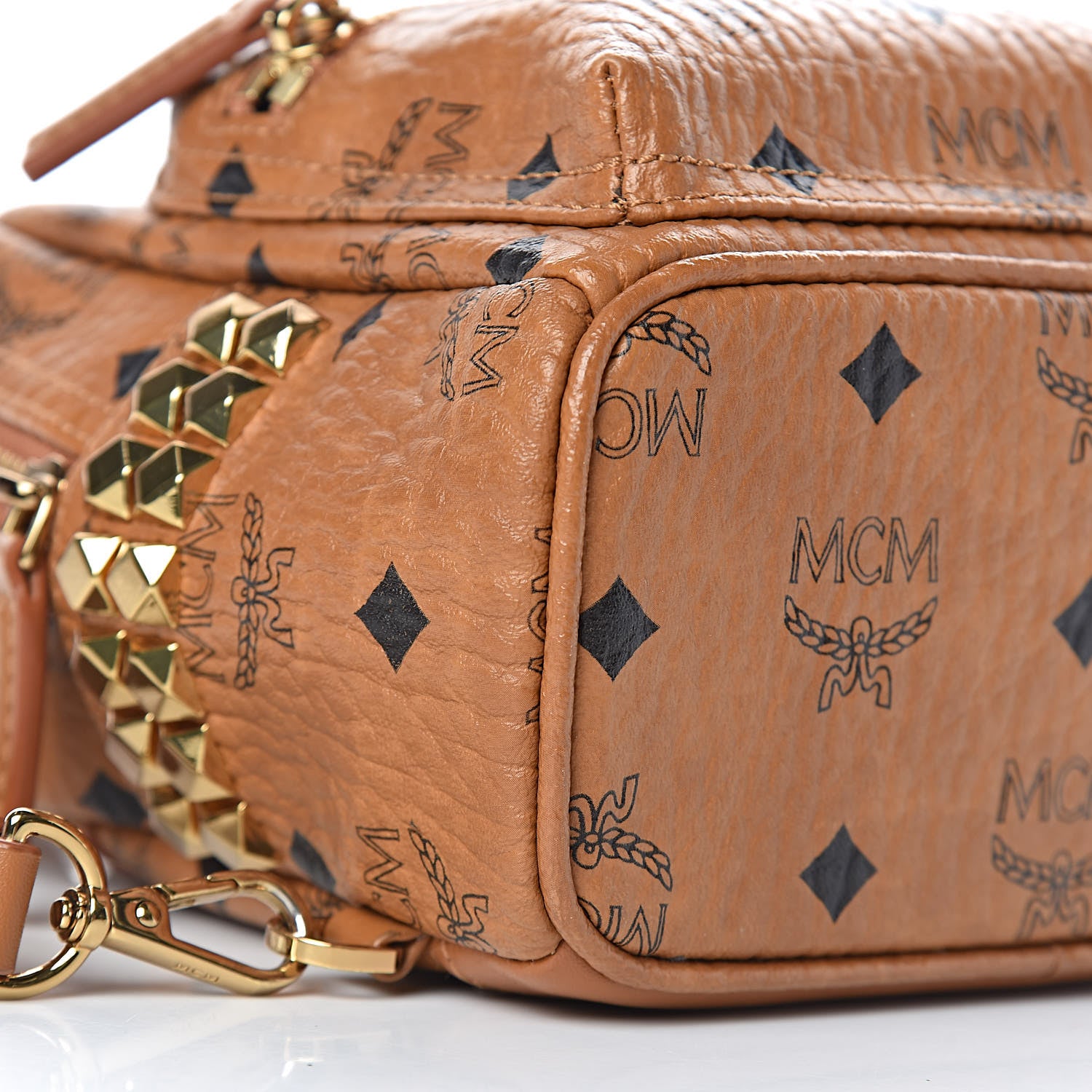 MCM Visetos Side Stud X-Mini Stark Backpack Cognac 8 of 10
