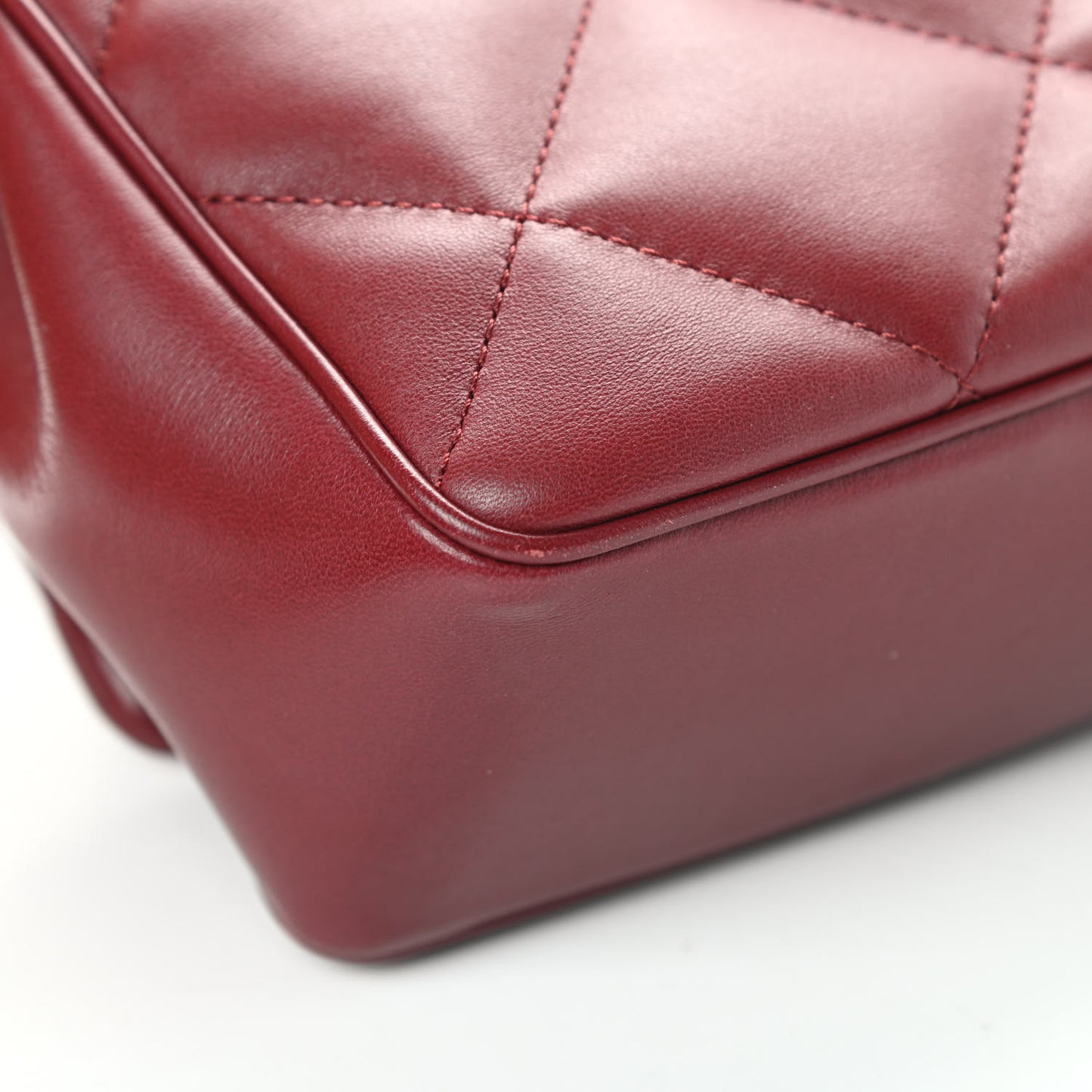Lambskin Quilted Easy Carry Flap Burgundy