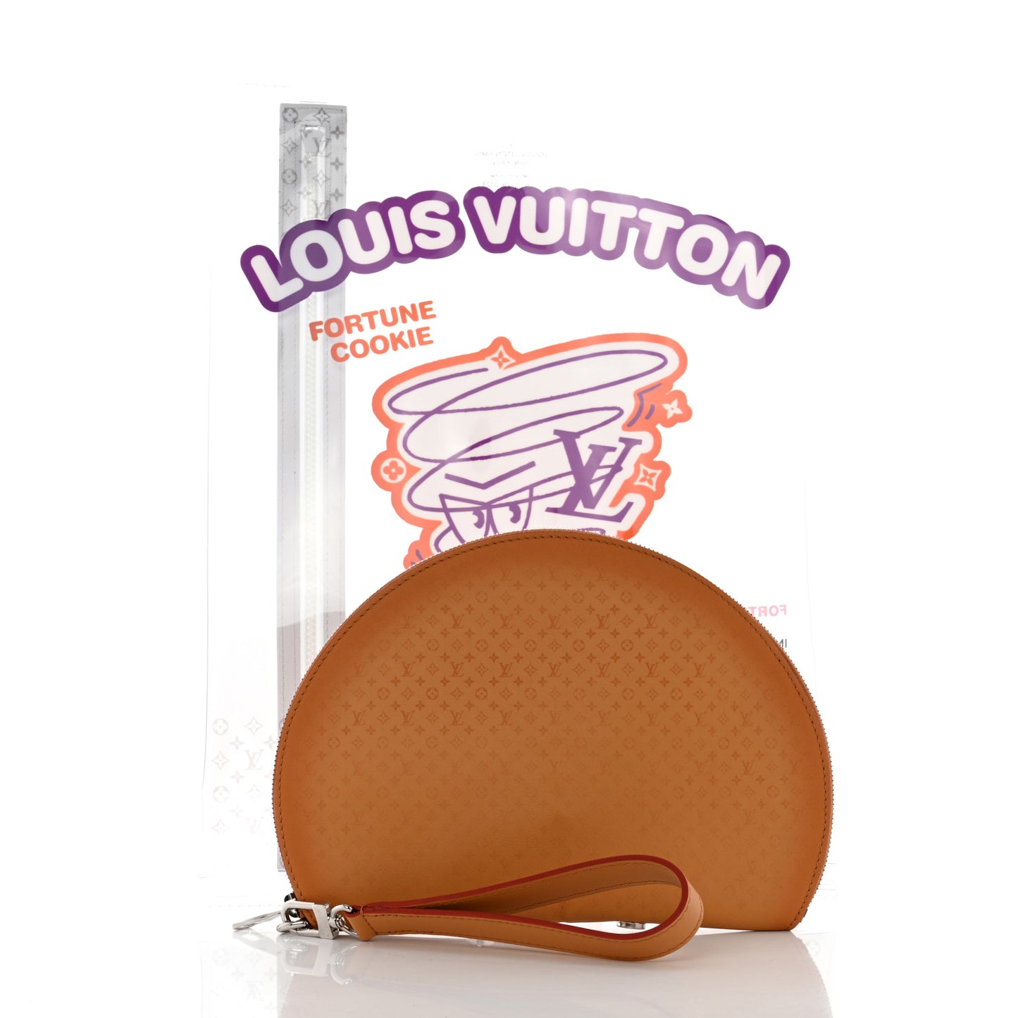 Calfskin Monogram Fortune Cookie Pouch Purple