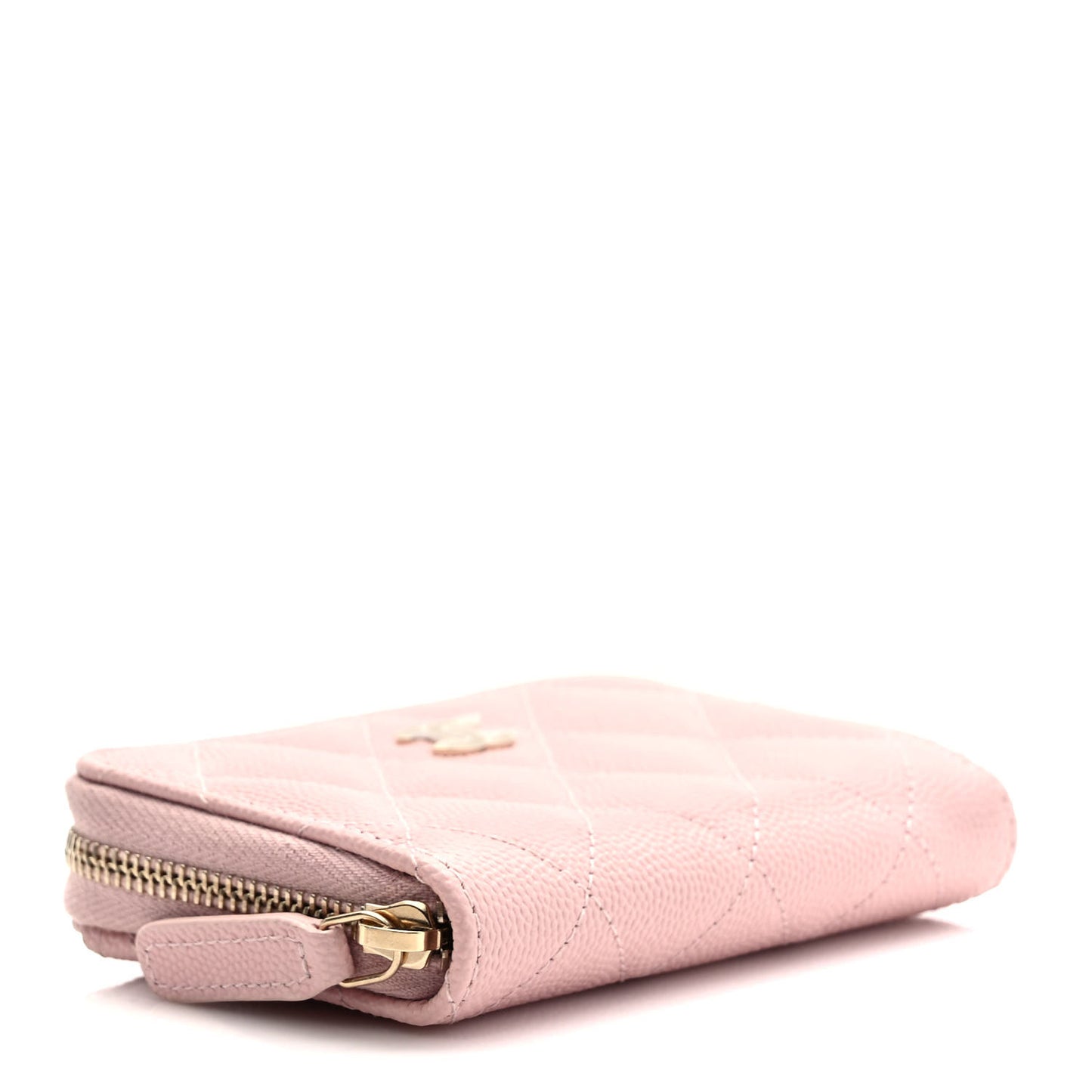 Caviar Quilted Zip Coin Purse Light Pink
