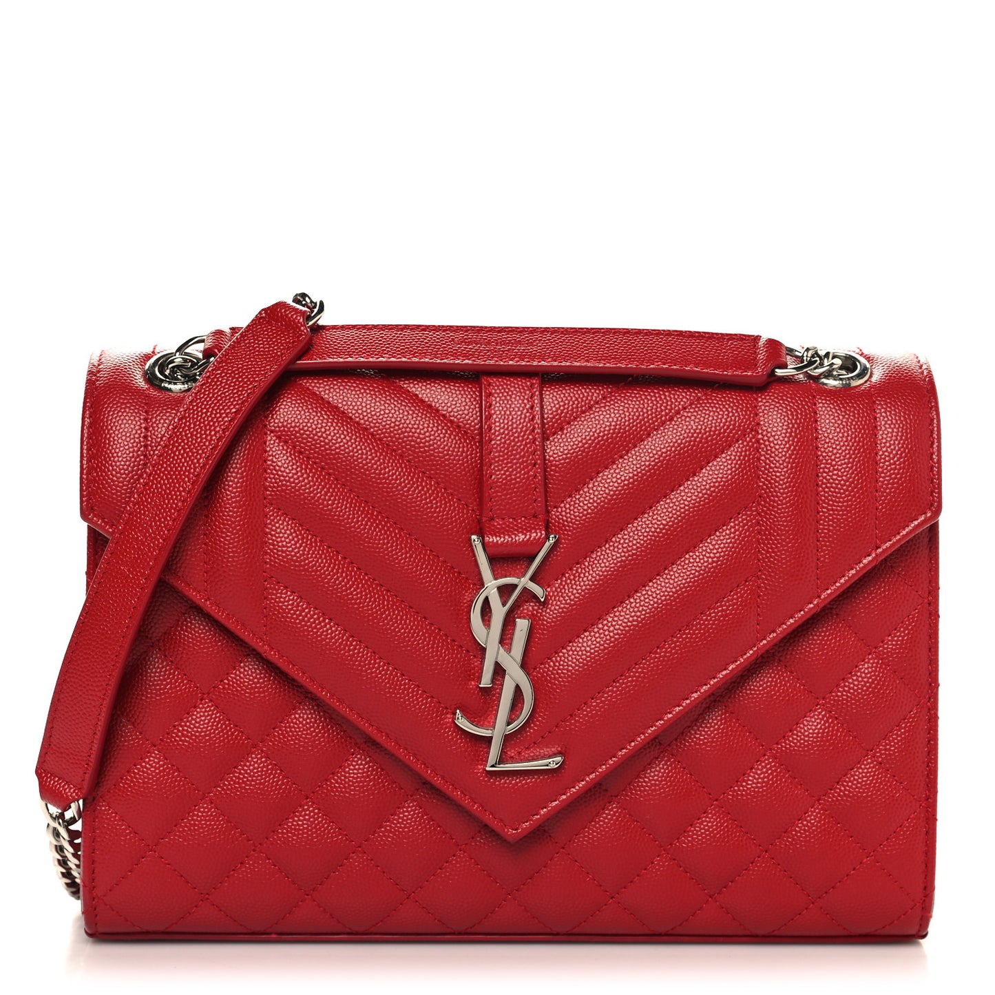 Grain De Poudre Textured Mixed Matelasse Triquilt Medium Monogram Satchel New Red