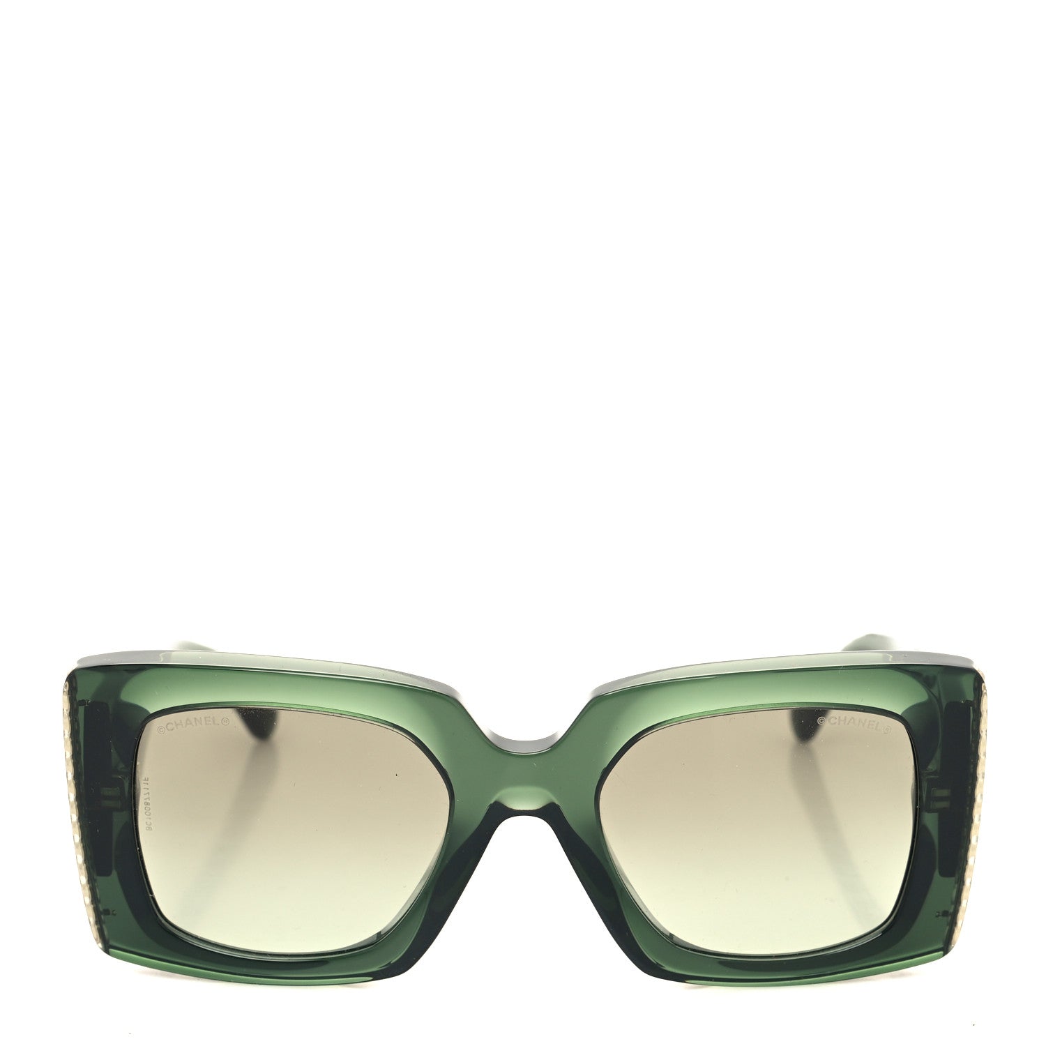 Chanel Acetate Pearl Rectangle Sunglasses 5480-H Dark Green 2 of 8