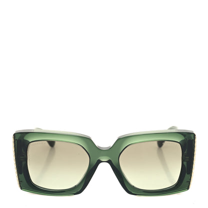 Chanel Acetate Pearl Rectangle Sunglasses 5480-H Dark Green 2 of 8