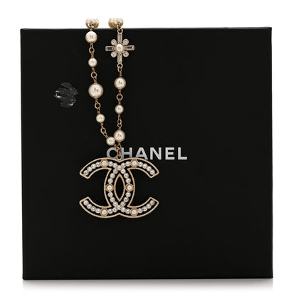 Chanel Pearl Crystal Chain CC Necklace Gold White 7 of 7