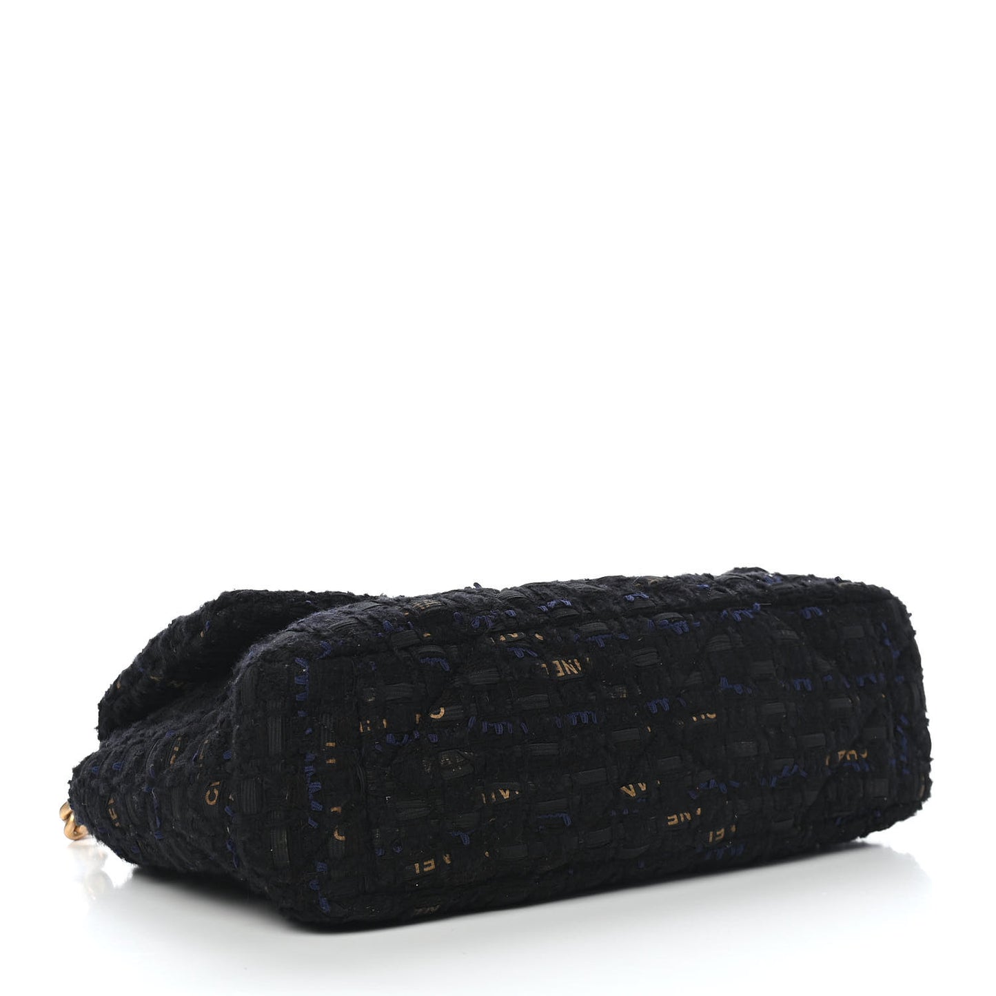 Tweed Quilted Large Chanel 19 Flap Black Navy Gold