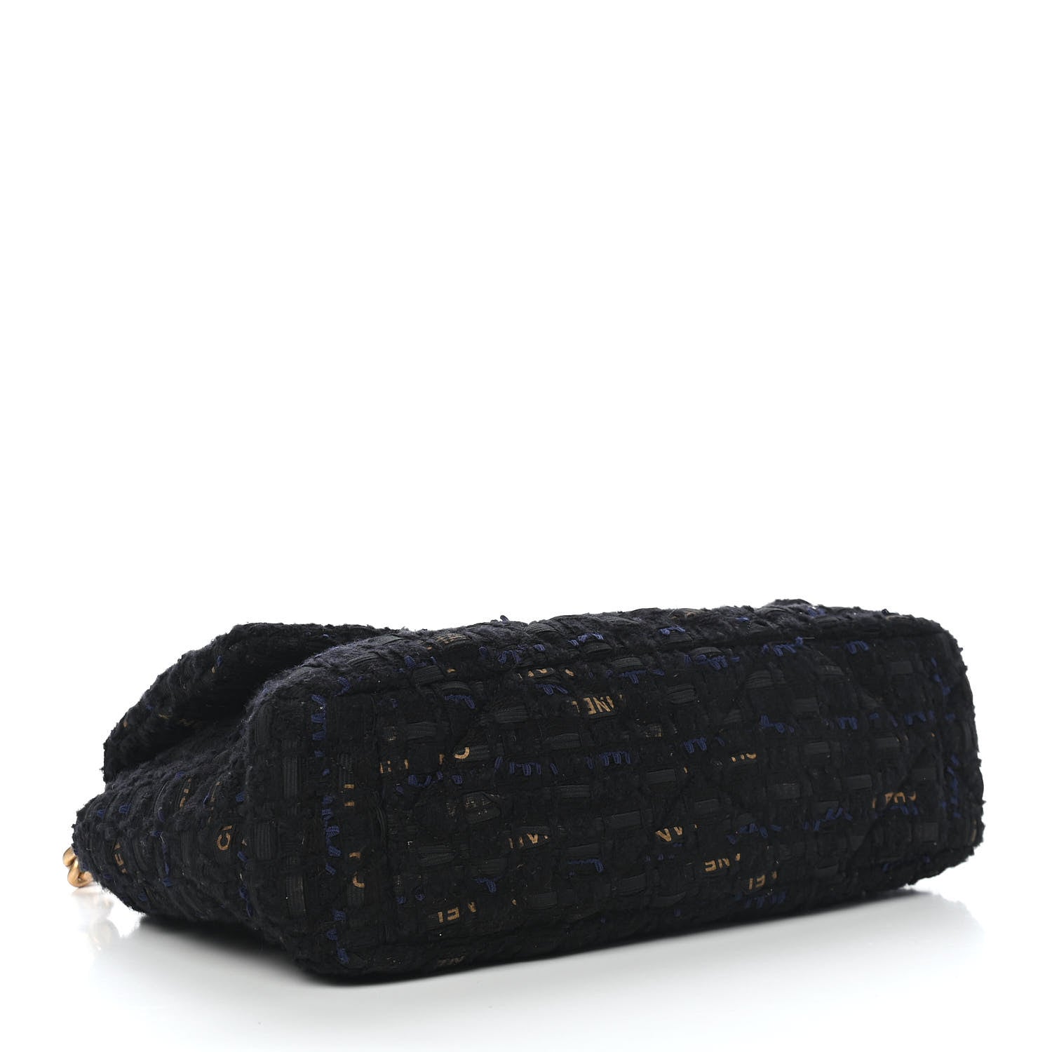 Chanel Tweed Quilted Large Chanel 19 Flap Black Navy Gold 4 of 9