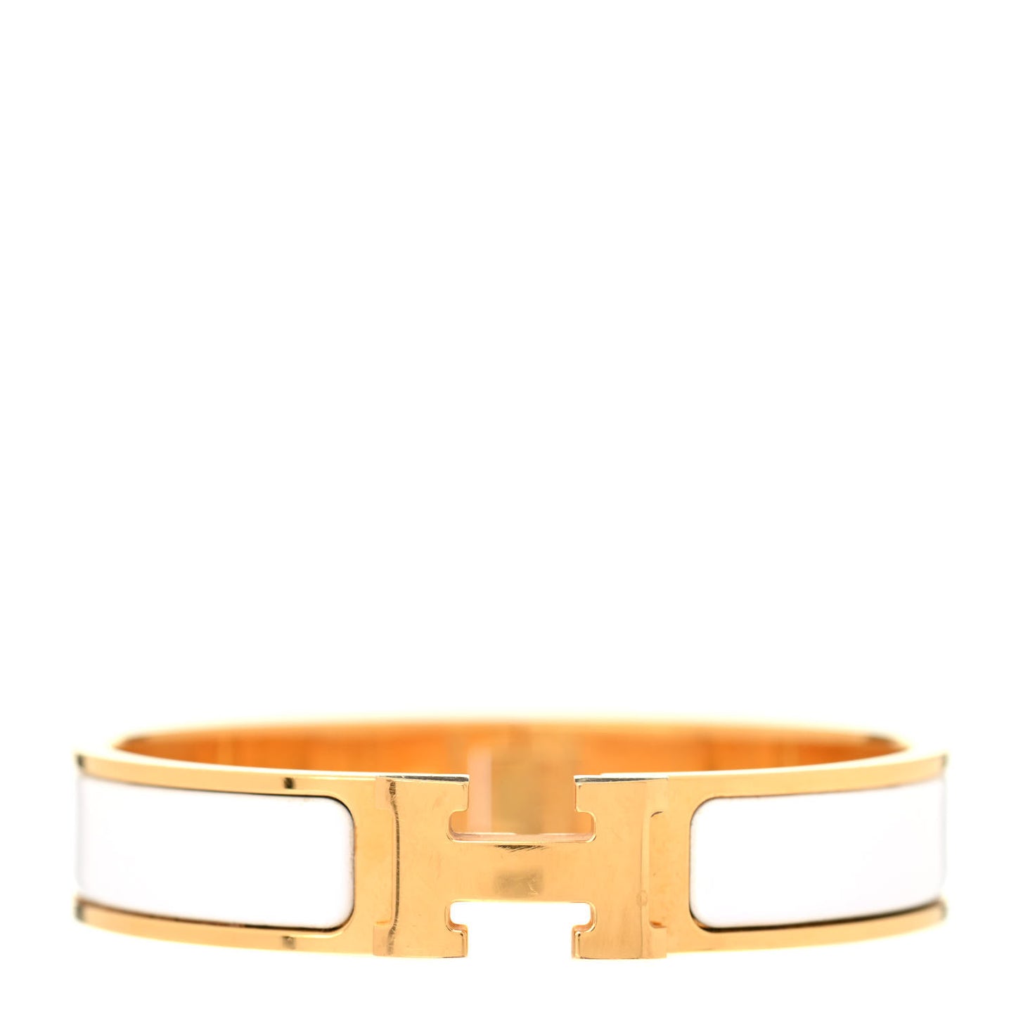 Enamel Narrow Clic Clac H Bracelet PM White