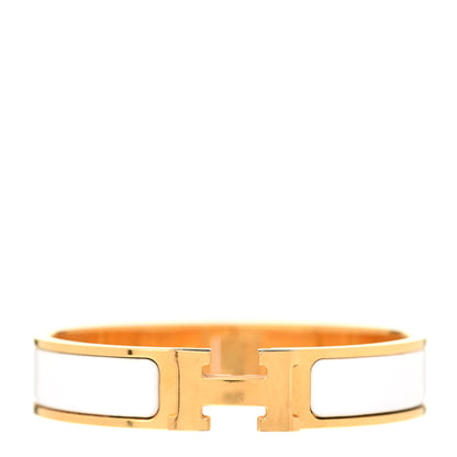 Hermes Enamel Narrow Clic Clac H Bracelet PM White 1 of 3