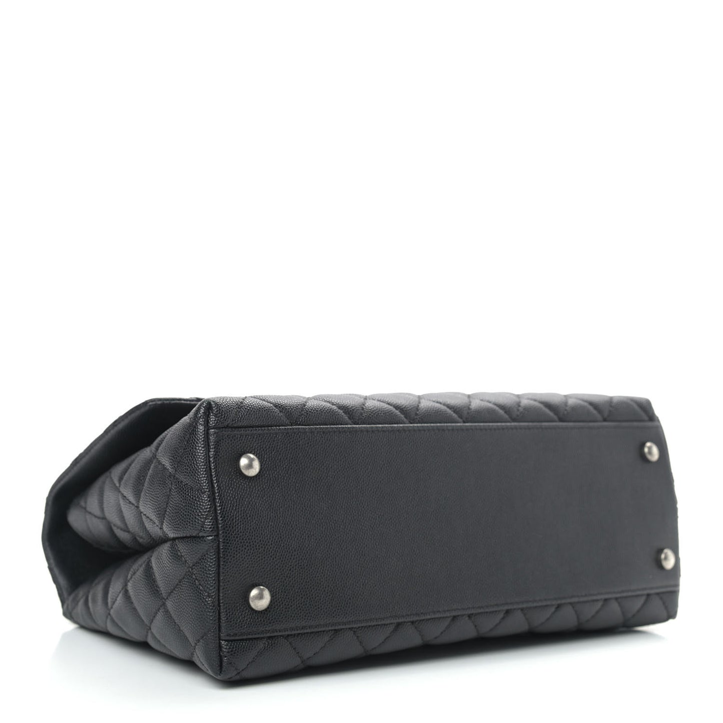 Caviar Lizard Quilted Small Coco Handle Flap Black