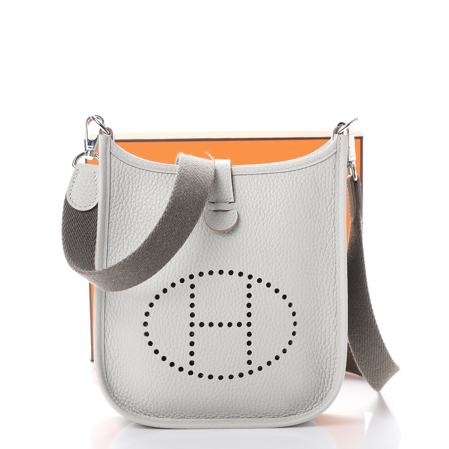 Hermes Taurillon Clemence Amazone Evelyne TPM Gris Perle Etoupe 8 of 8