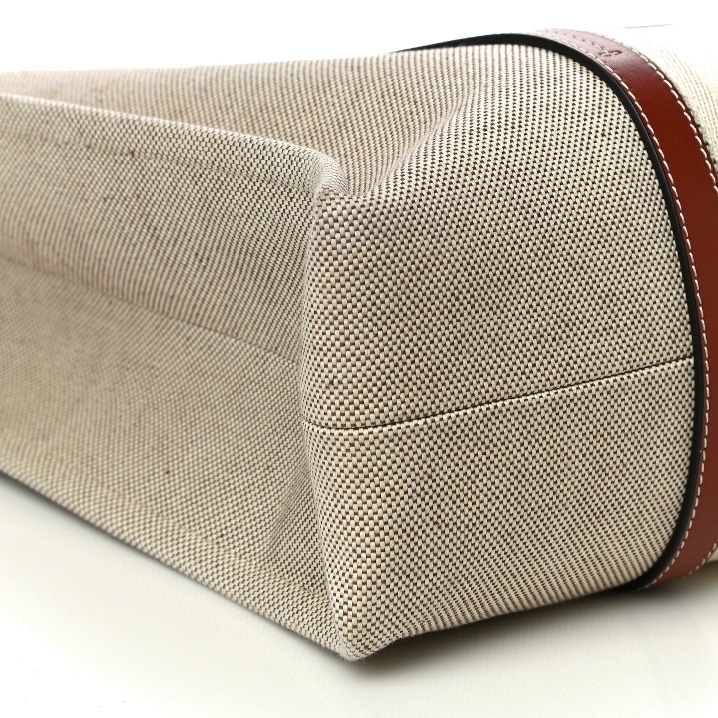 Cotton Calfskin Large Woody Ribbon Tote White Brown