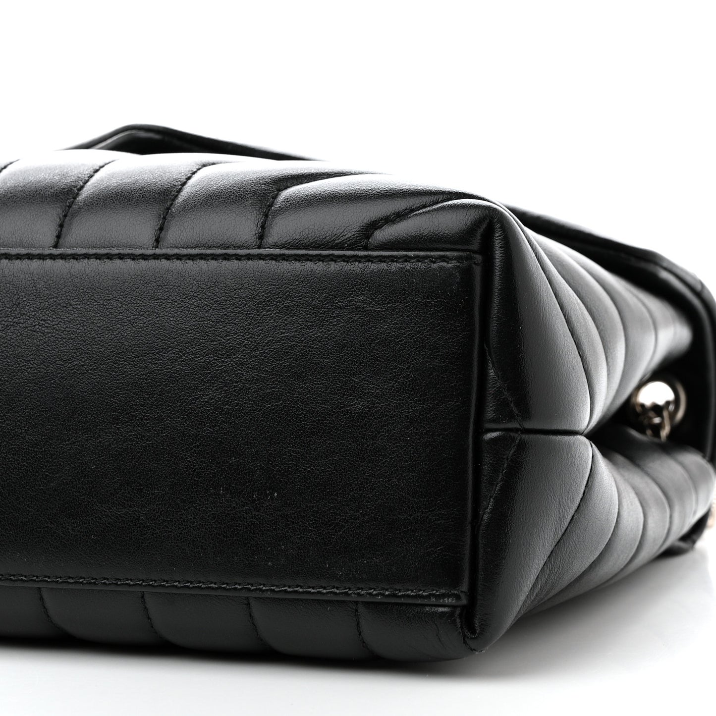 Calfskin Y Quilted Monogram Small Loulou Chain Satchel Black