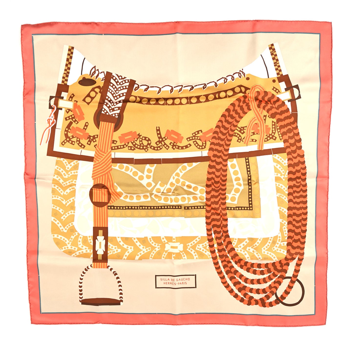 Silk Silla De Gaucho Scarf 90 Rose Poudre Beige