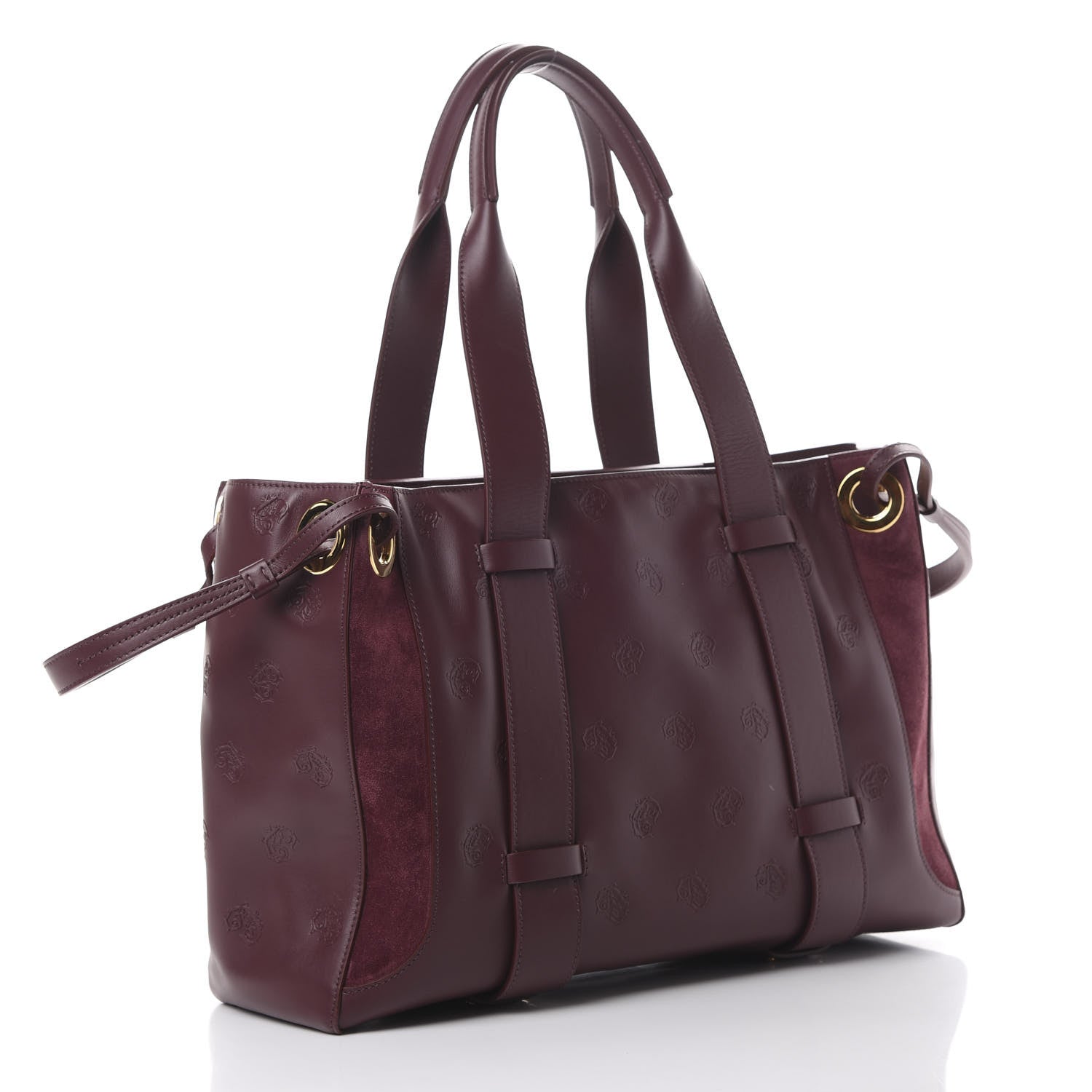 Chloe Smooth Calfskin Embossed Tao Zipped Tote Burnt Brown 2 of 11