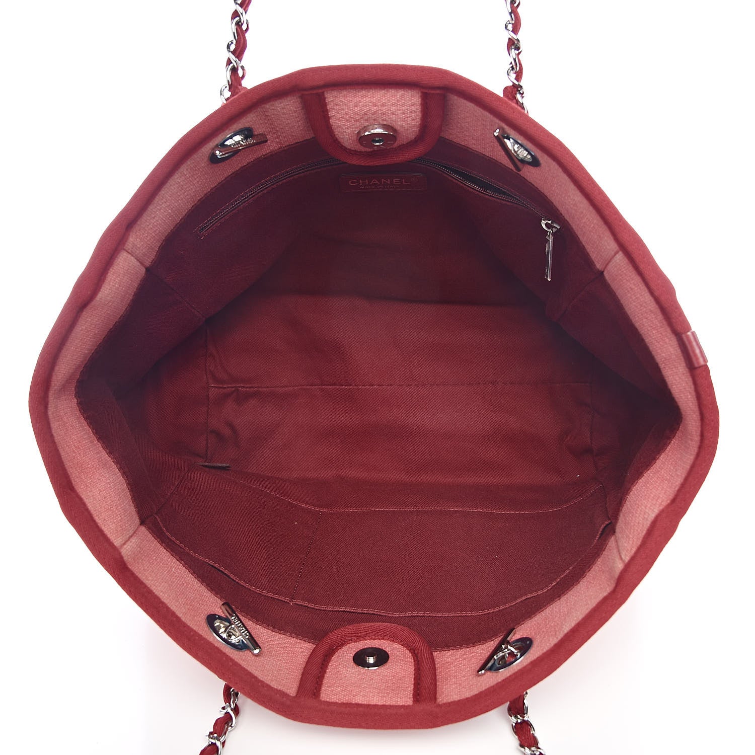 Chanel Canvas Small Deauville Tote Red 5 of 12