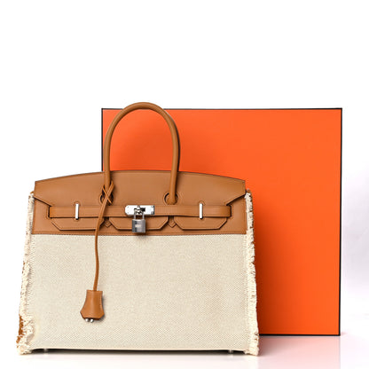 Hermes Swift Twill H Fray Fray Birkin 35 Sesame Ecru 34 of 34
