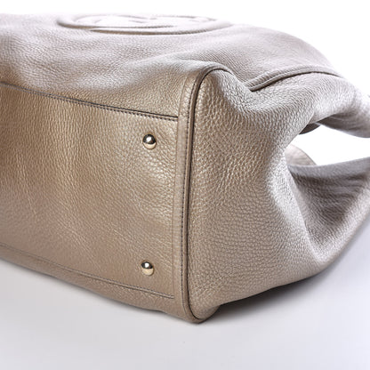Gucci Metallic Pebbled Calfskin Large Soho Shoulder Bag Golden Beige 6 of 15