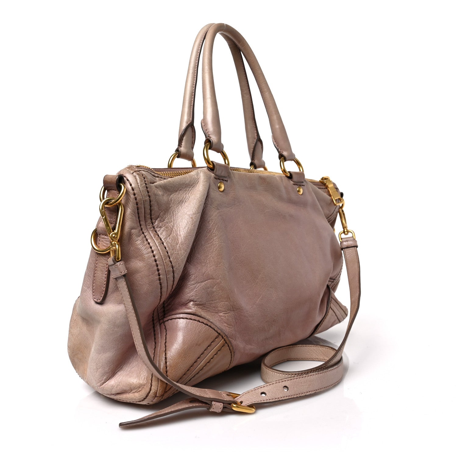 Prada Vitello Shine Shopping Satchel Mughetto 3 of 9