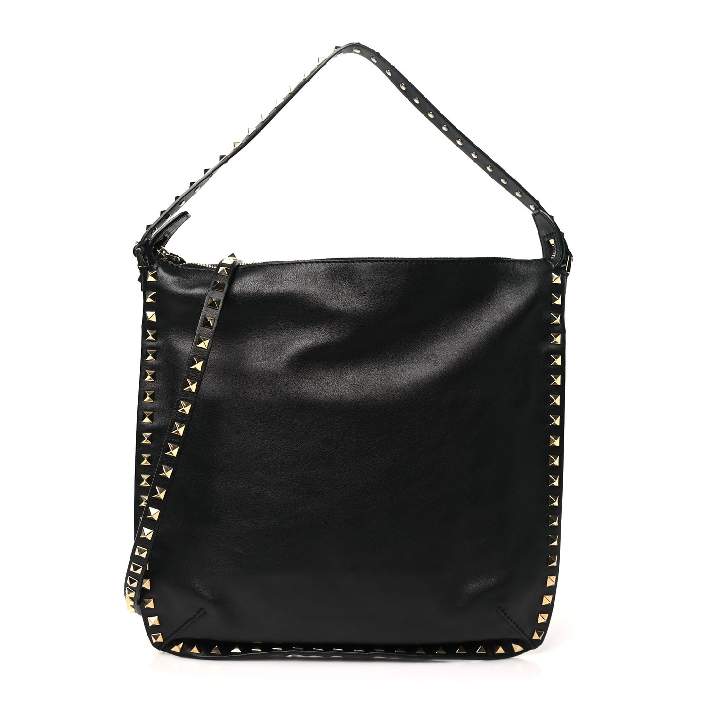 Vitello Small Rockstud Hobo Black