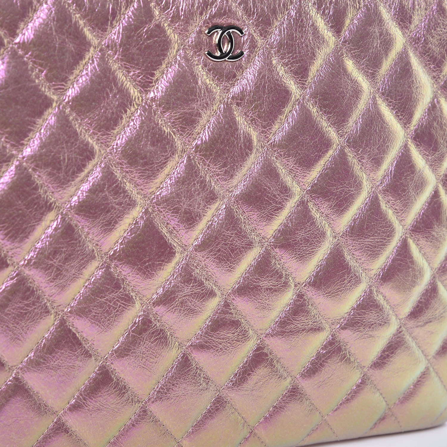 Chanel Iridescent Crumpled Calfskin Medium Cosmetic Case Pink 9 of 9