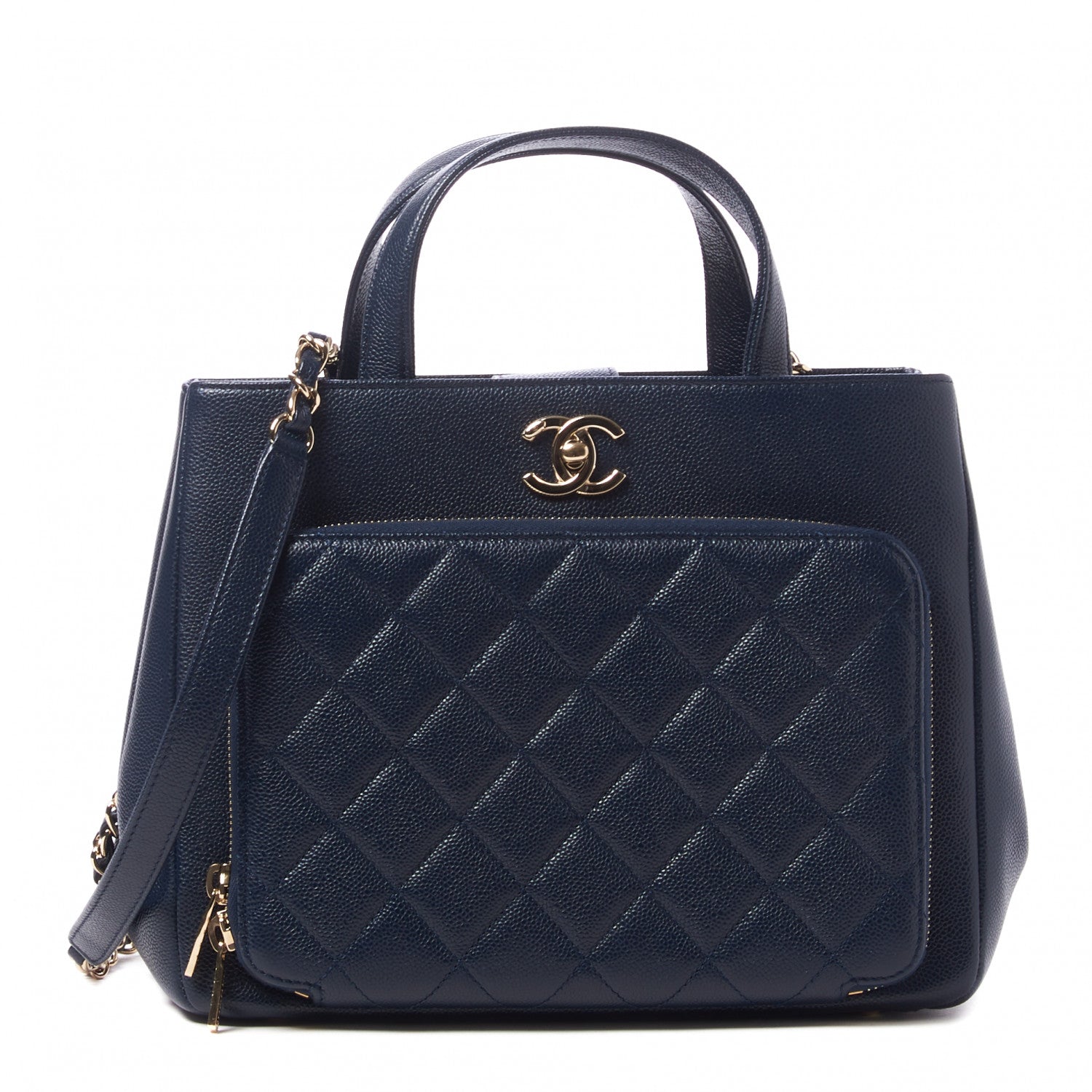 Chanel Caviar Quilted Small Business Affinity Shopping Bag Navy 1 of 10
