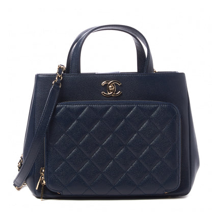 Chanel Caviar Quilted Small Business Affinity Shopping Bag Navy 1 of 10
